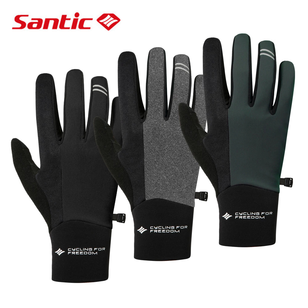 Santic Cycling Gloves Winter Men Women Full Finger With Touch Function Thermal Bicycle Bike Gloves